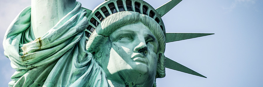 Close up of the Statue of Liberty